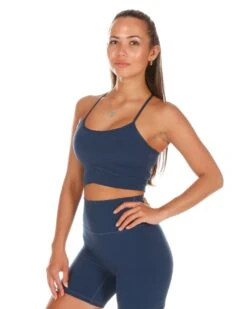 Elite Eleven Cross Over Cropped Tank - Navy Blue