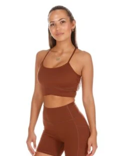 Elite Eleven Cross Over Cropped Tank - Cappuccino