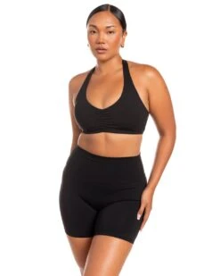 Elite Eleven Halter Scrunch Bra - Black