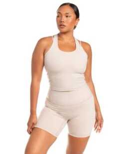 Elite Eleven Aura Racer Tank - Oat Latte