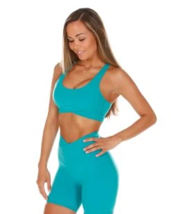 Elite Eleven Cross Over Sports Bra - Teal