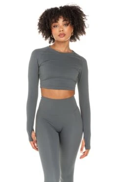 Elite Eleven Aura Crop Long Sleeve - Cloud Grey