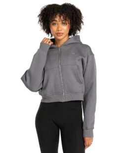 Elite Eleven Cropped Classic Zip Through - Cool Slate