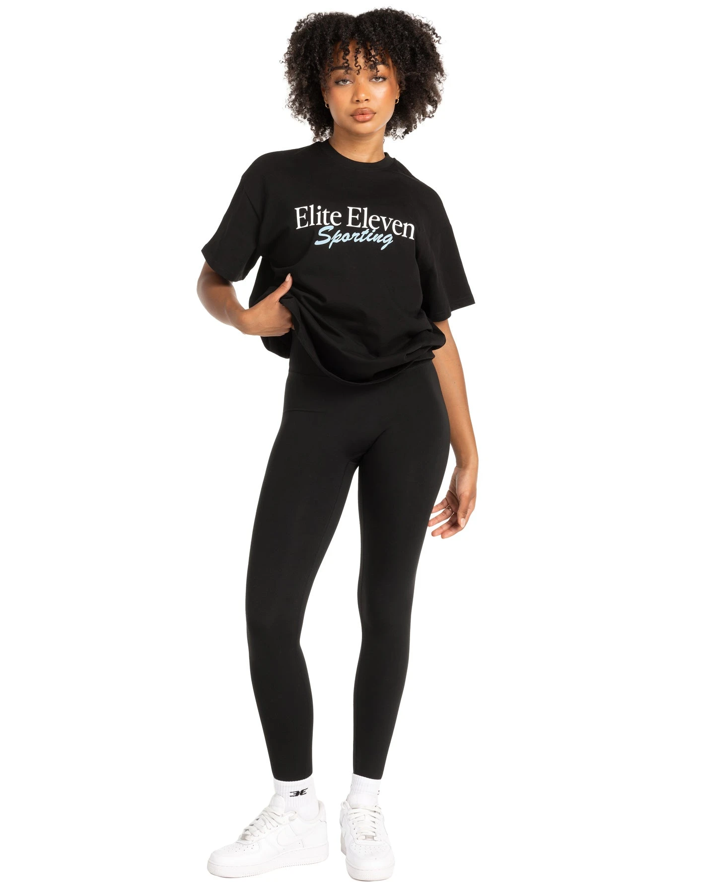 Elite Eleven Women's Script Oversized Tee - Black / Blue - Image 3
