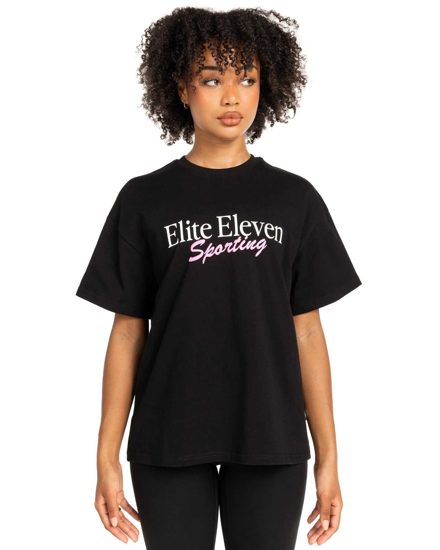 Elite Eleven Women's Script Oversized Tee - Black / Pink - Image 3