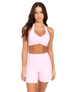 Elite Eleven Halter Scrunch Bra - Blush Pink