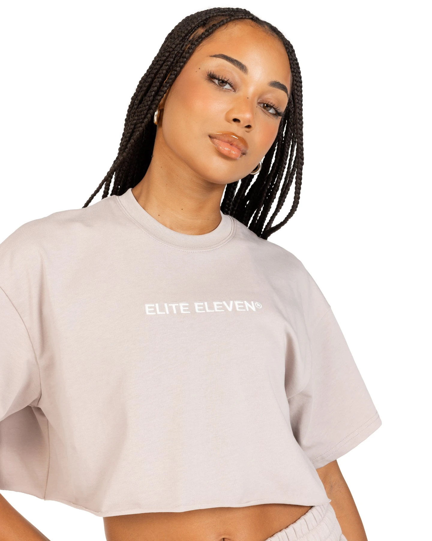 Elite Eleven Women's Cropped Registered Tee - Taupe - Image 3