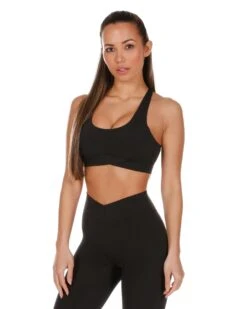Elite Eleven Cross Over Sports Bra - Black