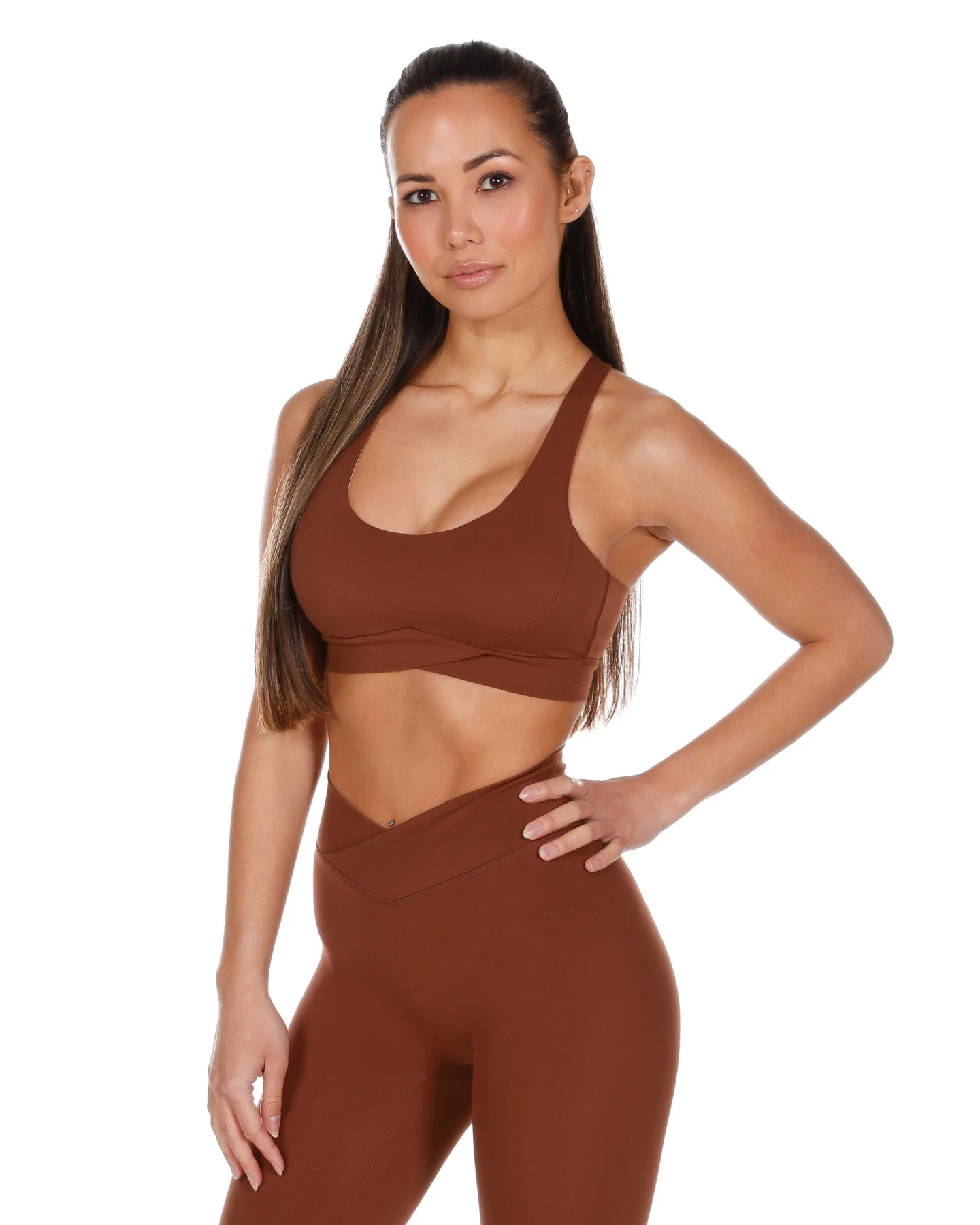 Elite Eleven Cross Over Sports Bra - Cappuccino - Image 3
