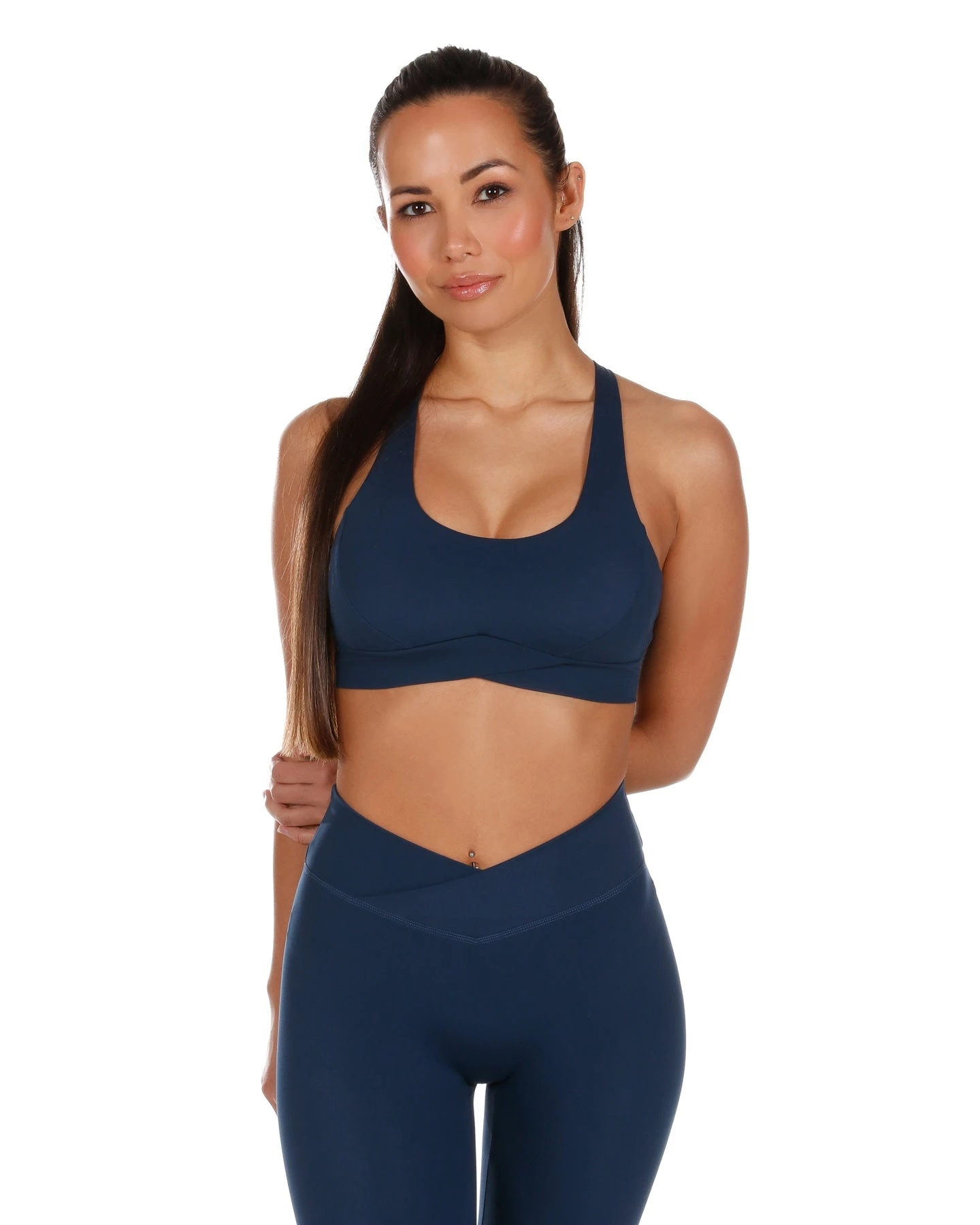 Elite Eleven Cross Over Sports Bra - Navy Blue - Image 4