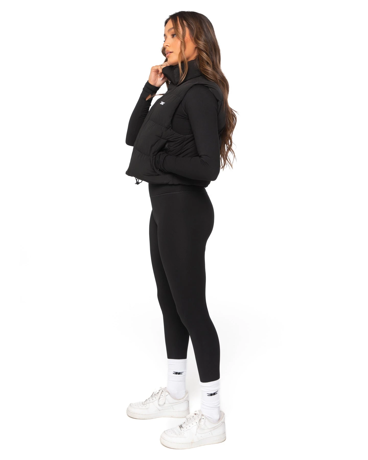 Elite Eleven Cropped Puffer Vest - Black - Image 3
