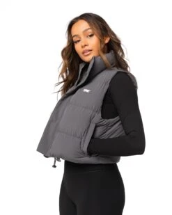 Elite Eleven Cropped Puffer Vest - Grey