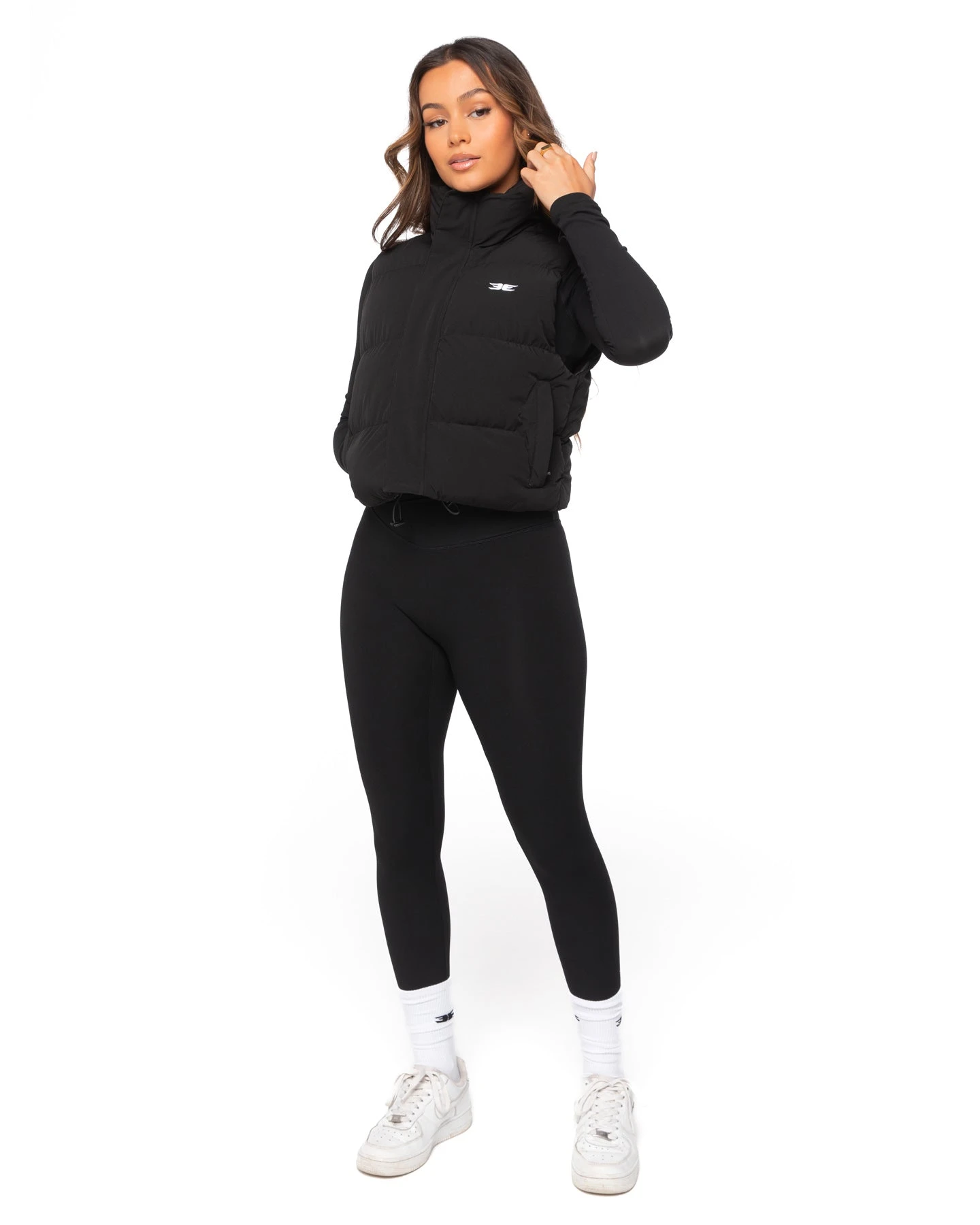 Elite Eleven Cropped Puffer Vest - Black - Image 2