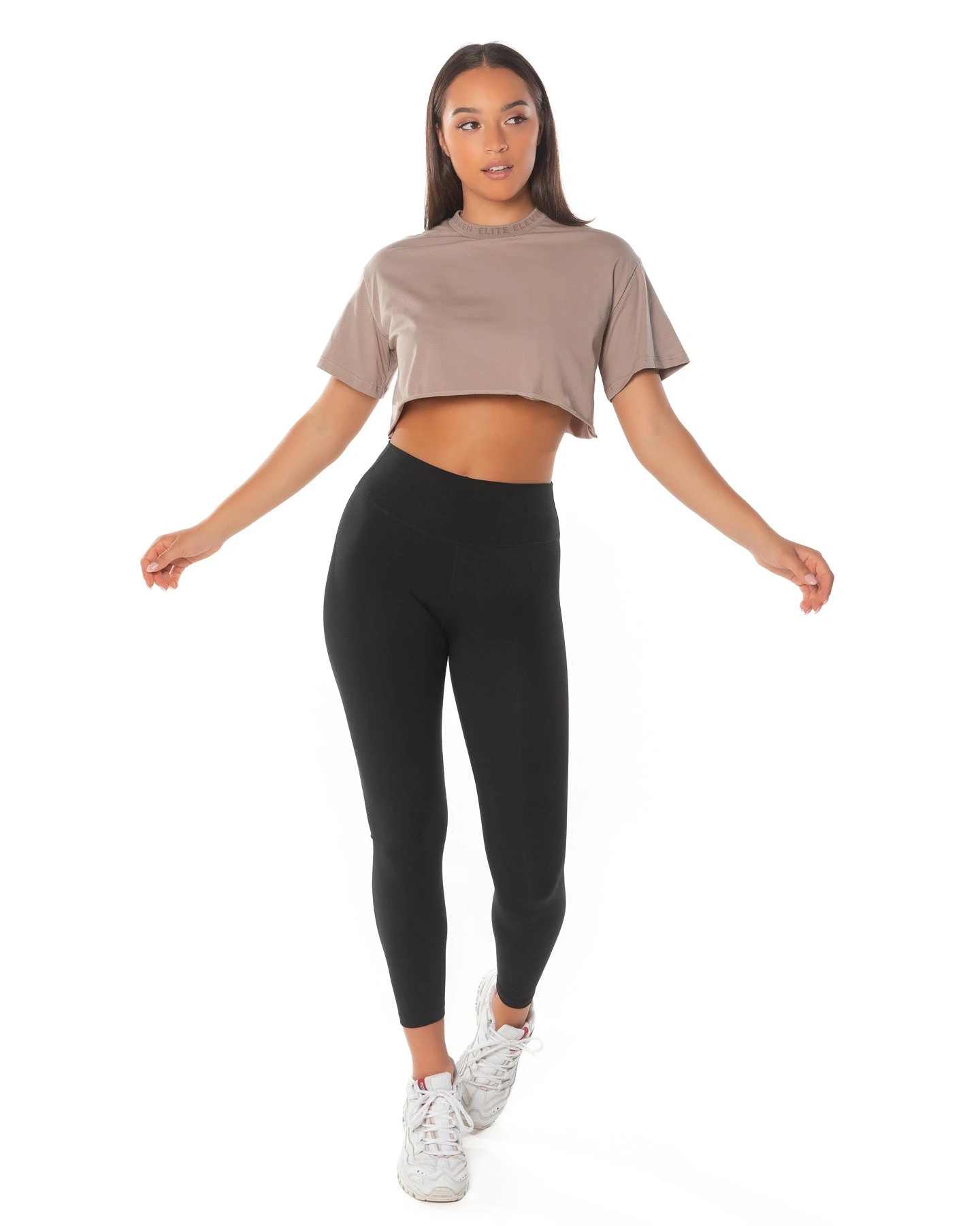 Elite Eleven Boyfriend Ribbed Collar T-shirt - Light Brown - Image 2