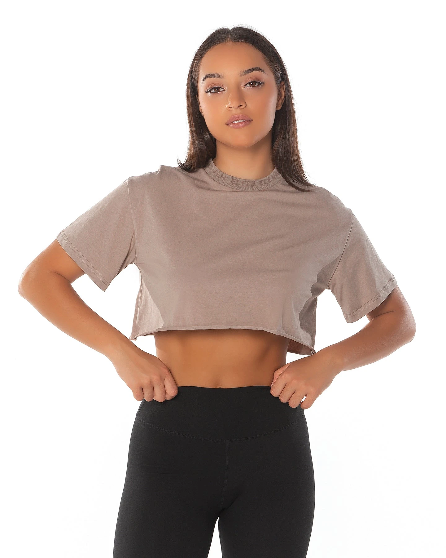 Elite Eleven Boyfriend Ribbed Collar T-shirt - Light Brown