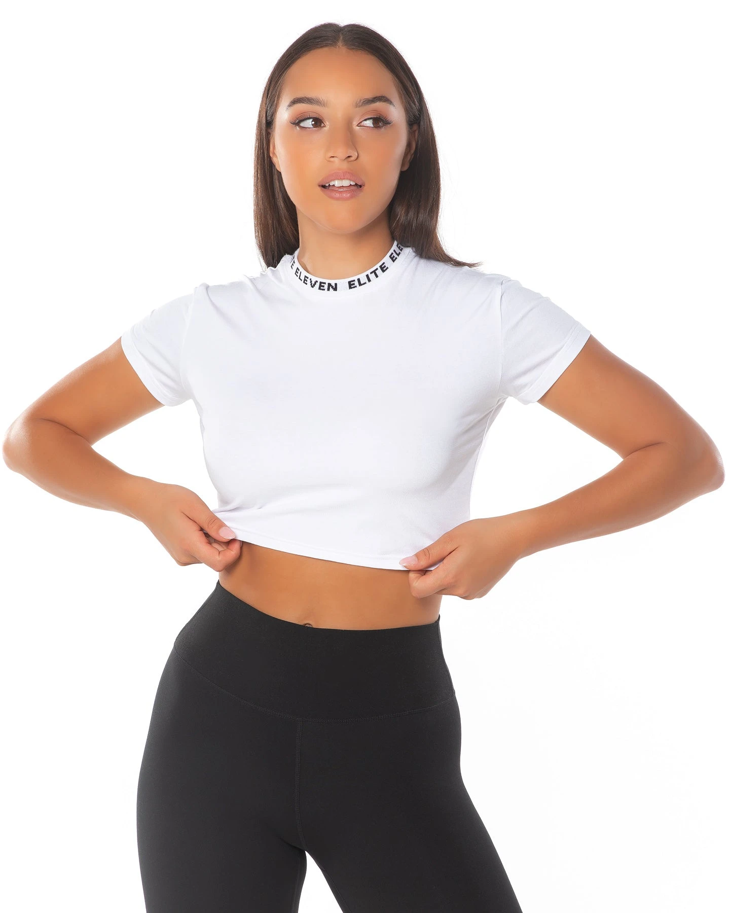 Elite Eleven Cropped Ribbed Collar T-shirt - White - Image 2