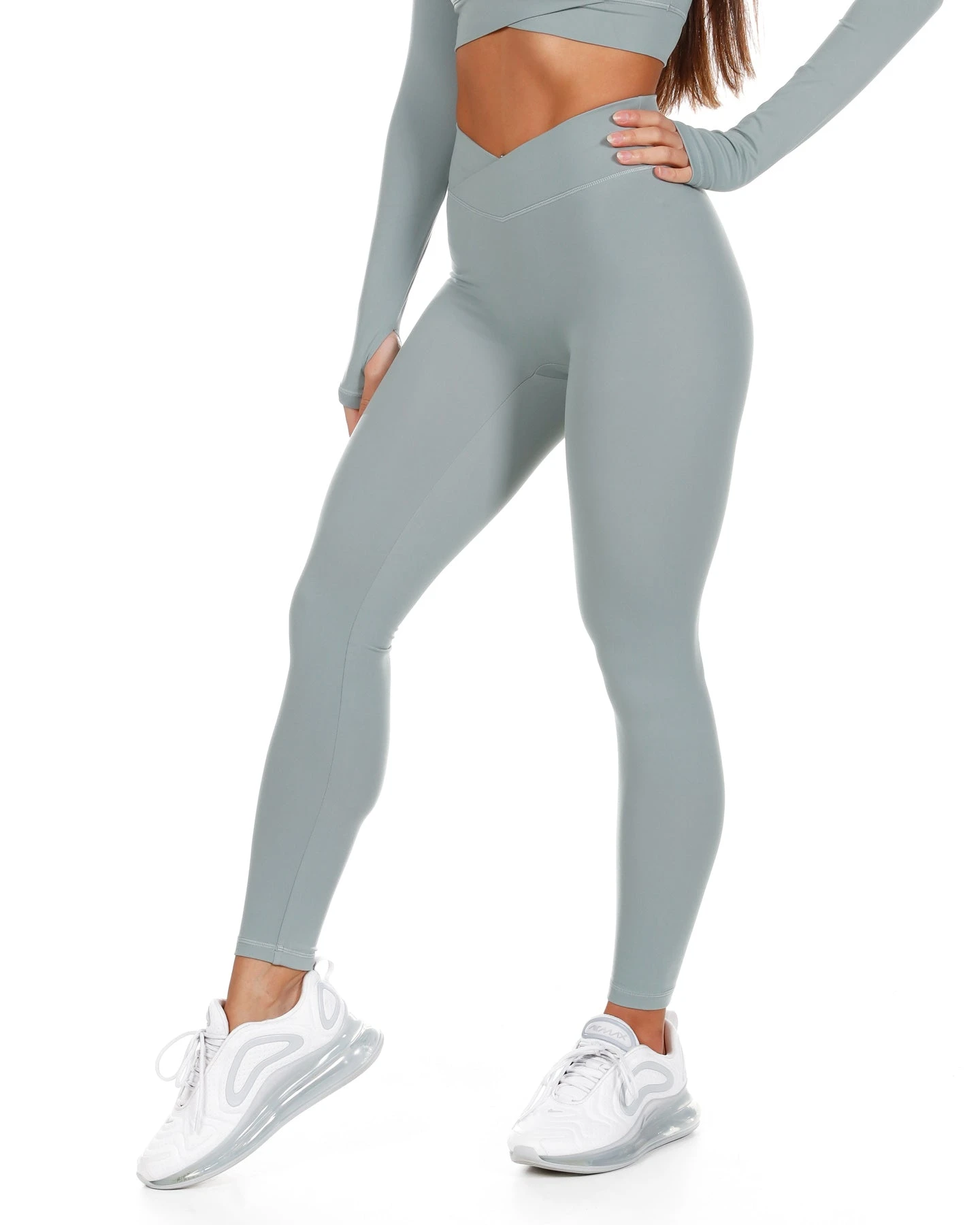 Elite Eleven Cross Over Leggings - Pale Sage