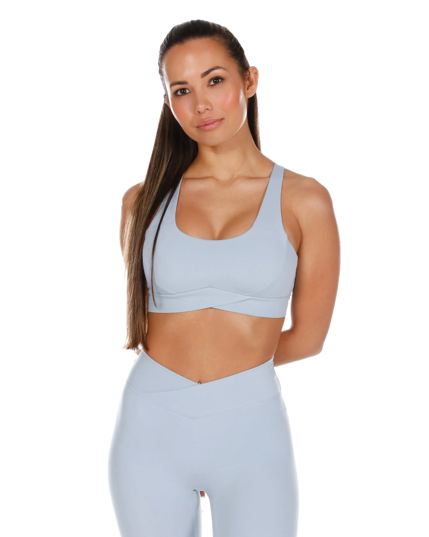 Elite Eleven Cross Over Sports Bra - Light Blue - Image 3