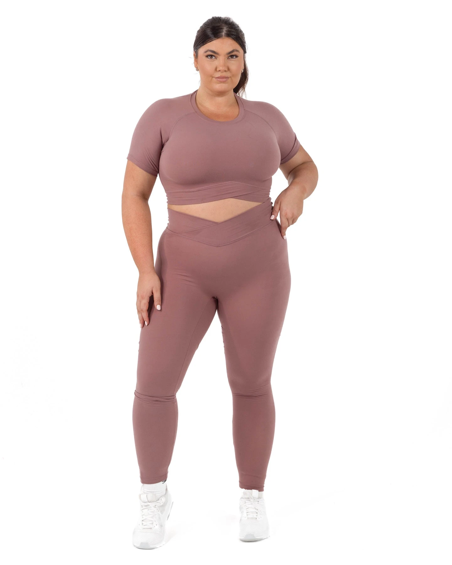 Elite Eleven Cross Over Leggings - Soft Rose - Image 5