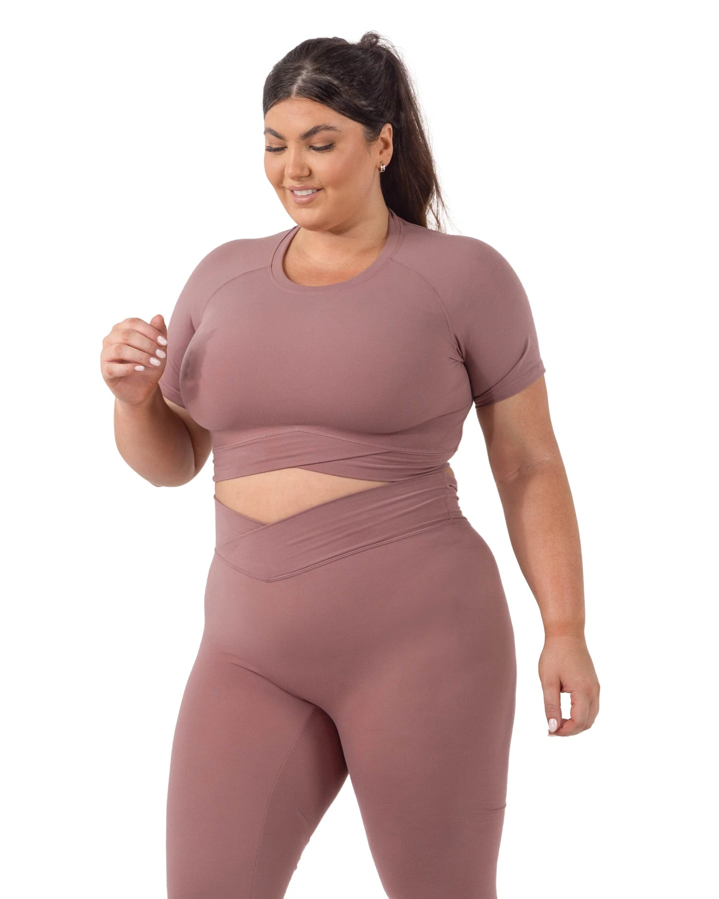Elite Eleven Cross Over Leggings - Soft Rose - Image 6